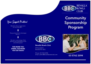 Community Sponsorship Program is available at the Benalla Bowls Club - support us to support your community club.