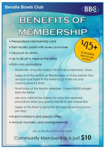 Membership at the Benalla Bowls Club comes with a range of benefits!
